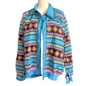 Vintage Handmade Seminole Indian Native American Jacket Mid Century Patchwork